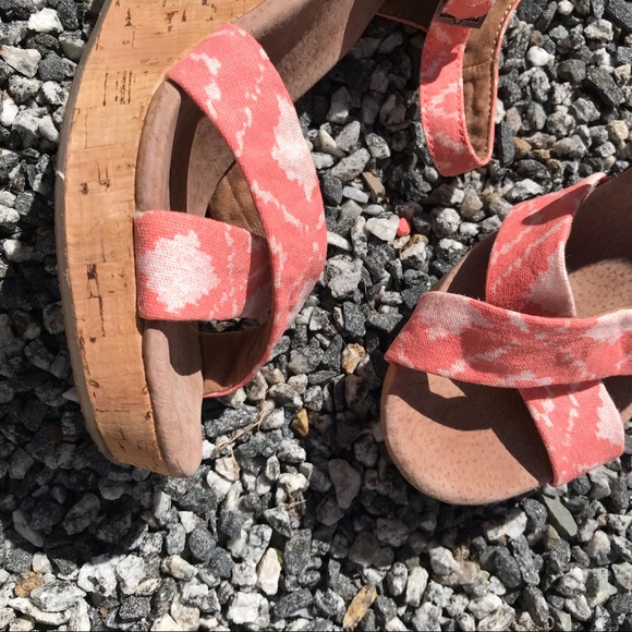 Toms Sienna pink canvas cork wedge sandals 8.5 - Picture 6 of 13